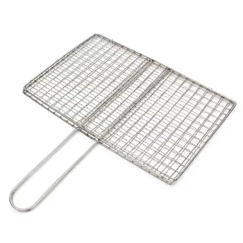 

Stainless Steel BBQ Fish Meat Net Barbecue Grill Mesh Wire Clamp Outdoor Picnic