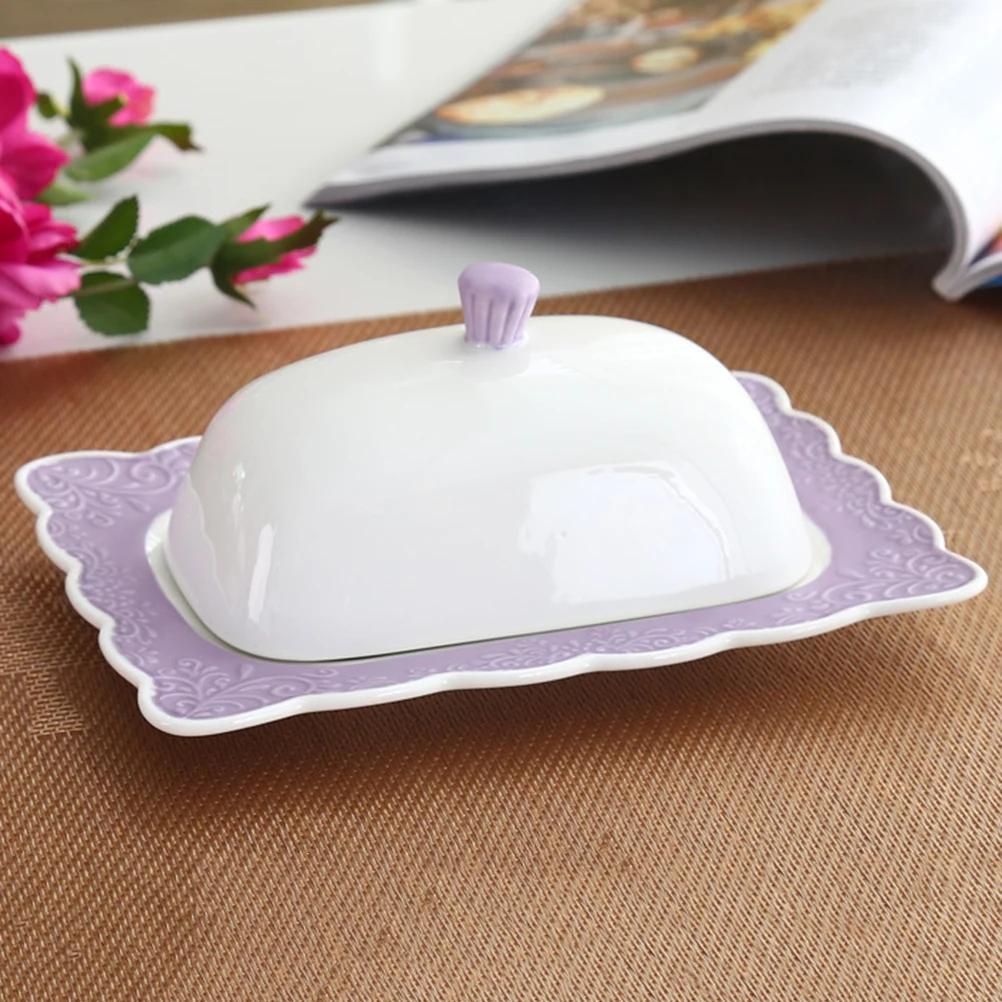 1 Pc Ceramic Butter Dish With Lid Porcelain Covered Butter Dish Butter