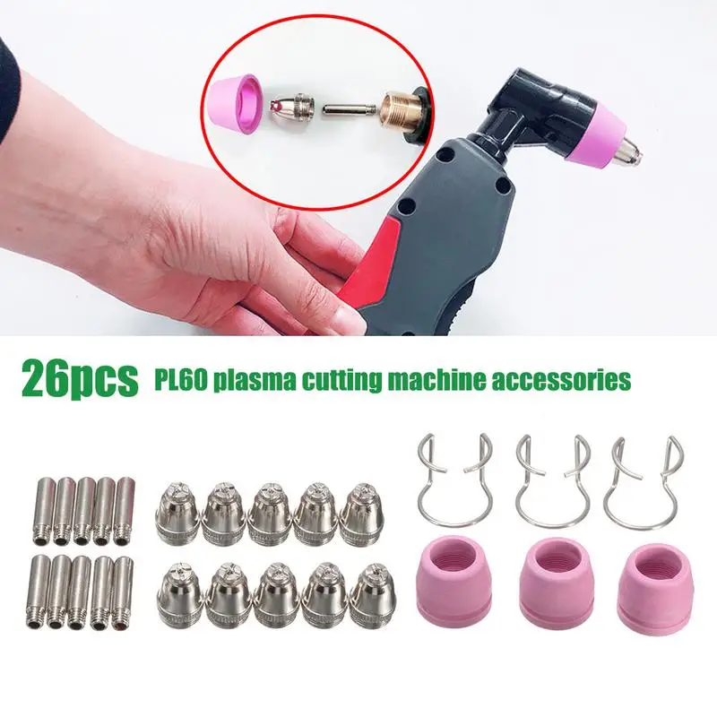 

26PCs PL60 Electrode Plasma Cutter Consumables Kit Cutting Torch Tip Nozzle for SG-55 AG-60 WSD-60P Arc Welding Torch Tools