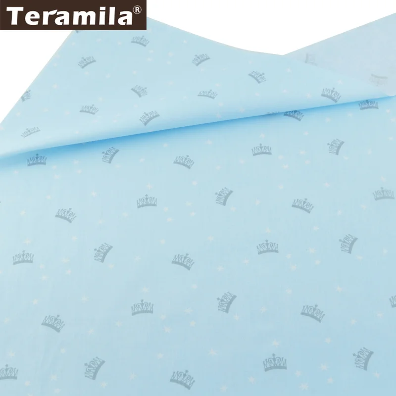 Teramila синяя Корона звезды дизайн Telas Tissu DIY шитье скрапбукинг Tecido саржа хлопок материал детская ткань для кукол