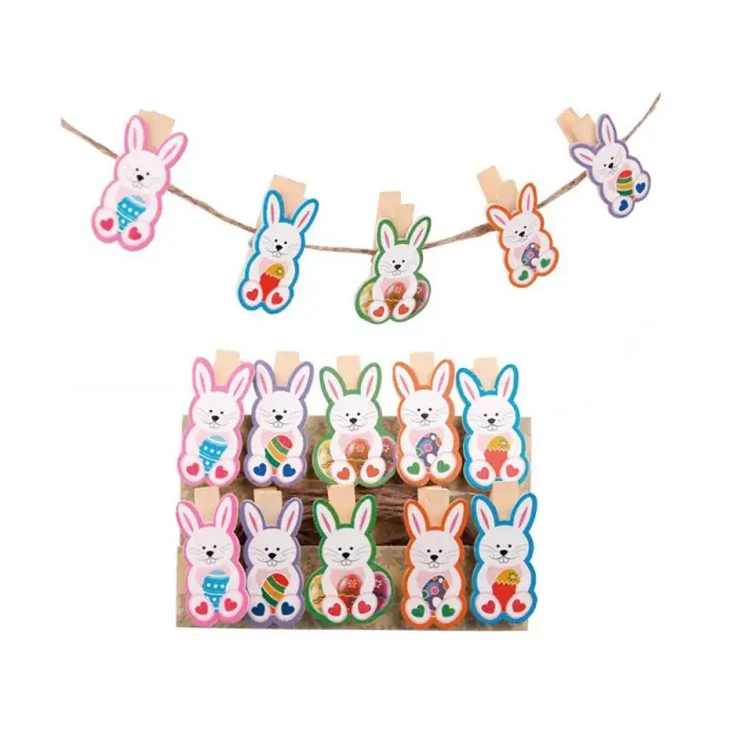 

10PC/set Mini Lovely Star Rabbit Wooden Clothes Photo Paper Peg Pin Clothespin Craft Postcard Clips Wedding Decoration A40