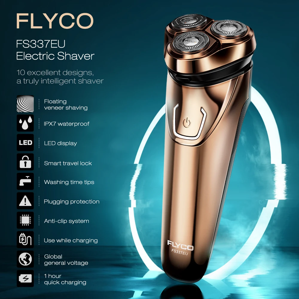 FLYCO FS337EU 3D плавающая Вращающаяся бритва моющаяся для тела всплывающий триммер для мужчин