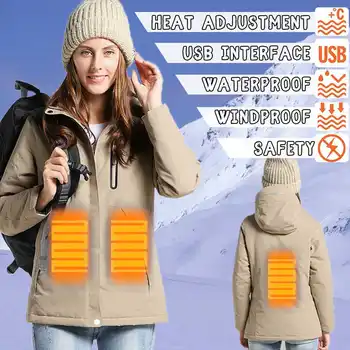 

Winter Warm Heating Jackets Women Intelligent Thermostat Hooded Heated Clothing Men's Waterproof Skiing Hiking Fleece Jackets