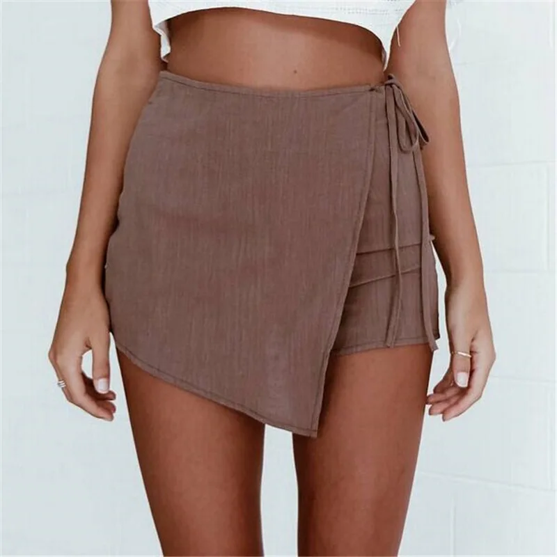 Loose Casual Solid Shorts Women Slim High Waist Short Zipper Back Irregular Sexy Shorts Womens Clothing