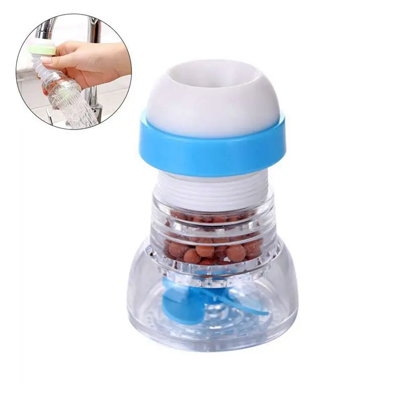 Faucet Water filter 360 Degree Rotation & Scalable Medical Stone Faucet Water Filter System For kitchen  Bathroom (blue)