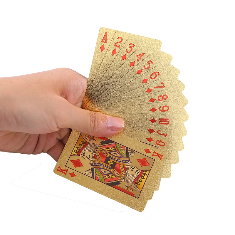Подарочная деревянная коробка для упаковки игральных карт, водонепроницаемые пластиковые игральные карты, подарочные карты для покера, Золотая карточная игровая коробка