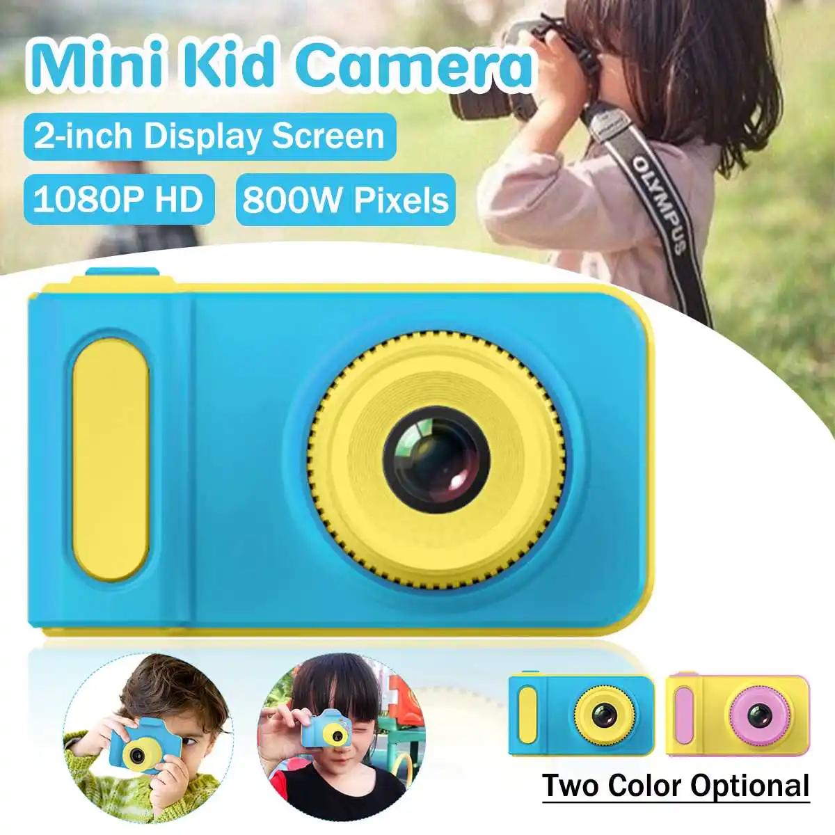 2 Inch 2MP 1080p Mini Cam Digital Camera For Kids Baby Cute Cartoon Multifunction Toy Camera Children Birthday Gift Kids Toys