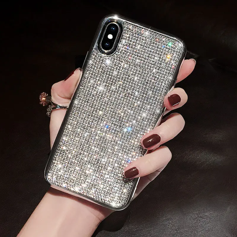 Блестящий блестящий чехол со стразами для iphone X XS XR Max 7 8 Plus 6 6S мягкий силиконовый