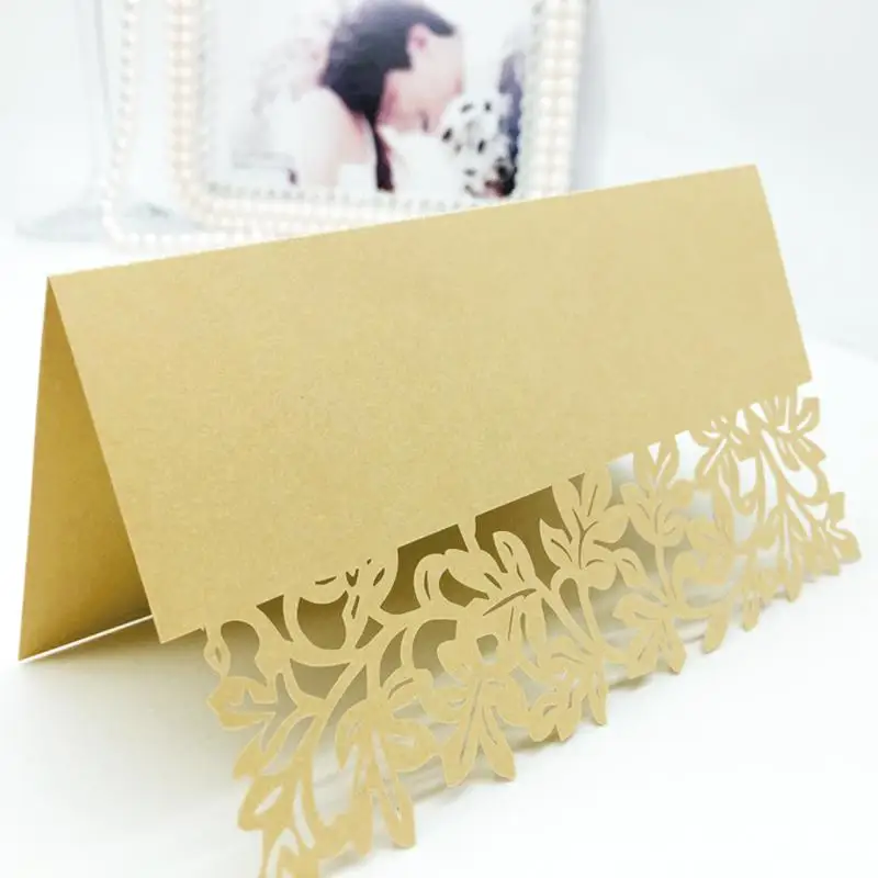 

50pcs Laser Cut Flower Card Wedding Seat Card Place Creative Sit Cards Invitation Card Party Decoration