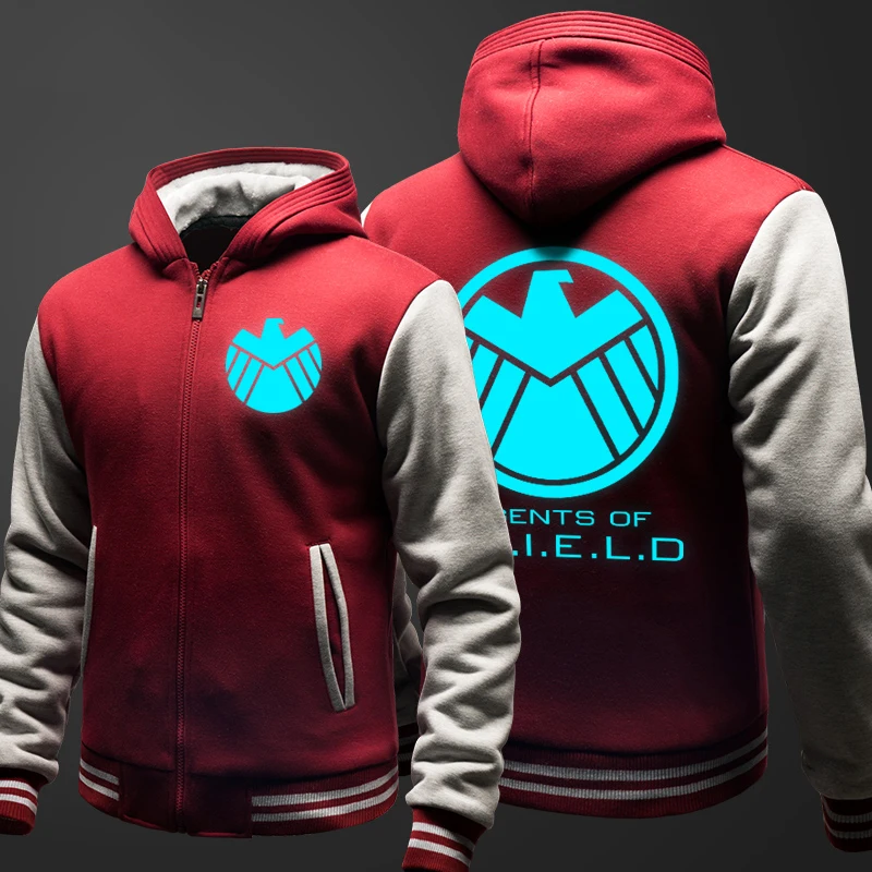 Fans Made Winter Cotton Sweatshirt The Avengers Hoodie SHIELD Luminous Thick Hoodies