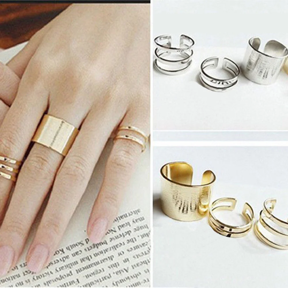 

3pcs/set Fashion Top of Finger Over the Midi Tip Finger Above the Knuckle Open Ring for Women Fashion Jewelry