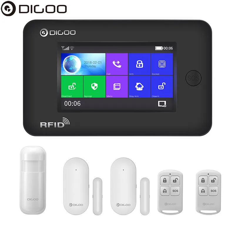 Digoo DG-HAMA todos la pantalla táctil Alexa versión 433 MHz GSM y WIFI DIY sistema de alarma del Monitor de seguridad del hogar inteligente