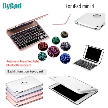 

​Wireless Bluetooth Keyboard Case For iPad mini 4 Tablet Protective 7.9 inch All Aluminum Alloy Colorful Backlight Tablet Cover