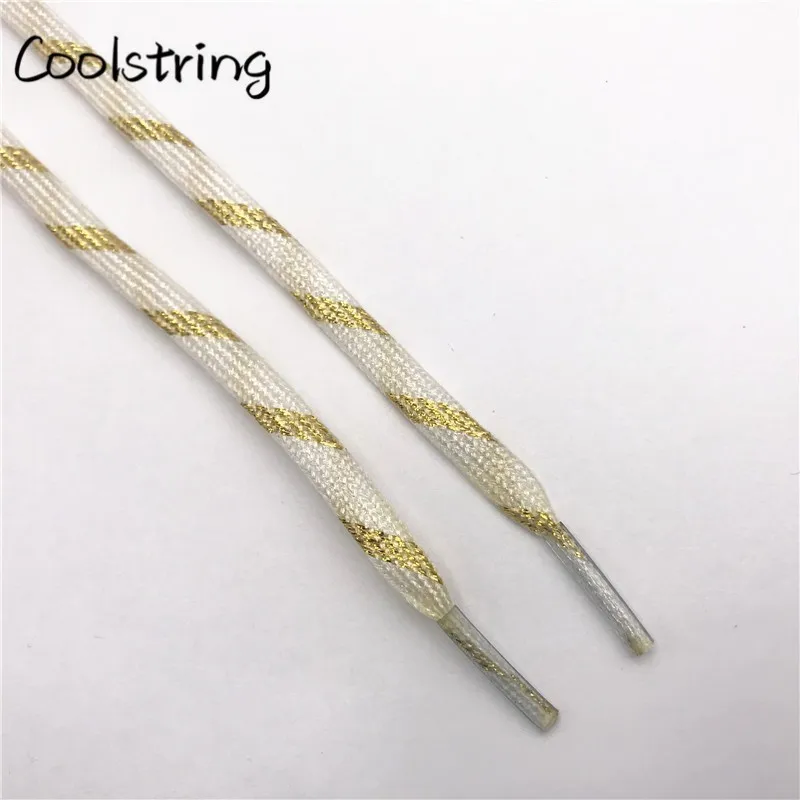 Coolstring 7mm Double Layer Shinning Colorful Glitter Shoelaces Long Shoe Laces White Black Red Gold Silver Shoestring 60-180cm