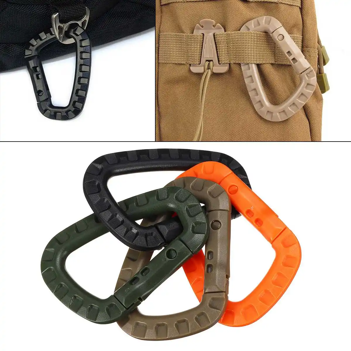 

Tactical D-Ring Locking Fast Hang Buckle Outdoor Equipment Climbing Keychain 8.5x5.6cm Black Dark Green Brown Orange Plastic