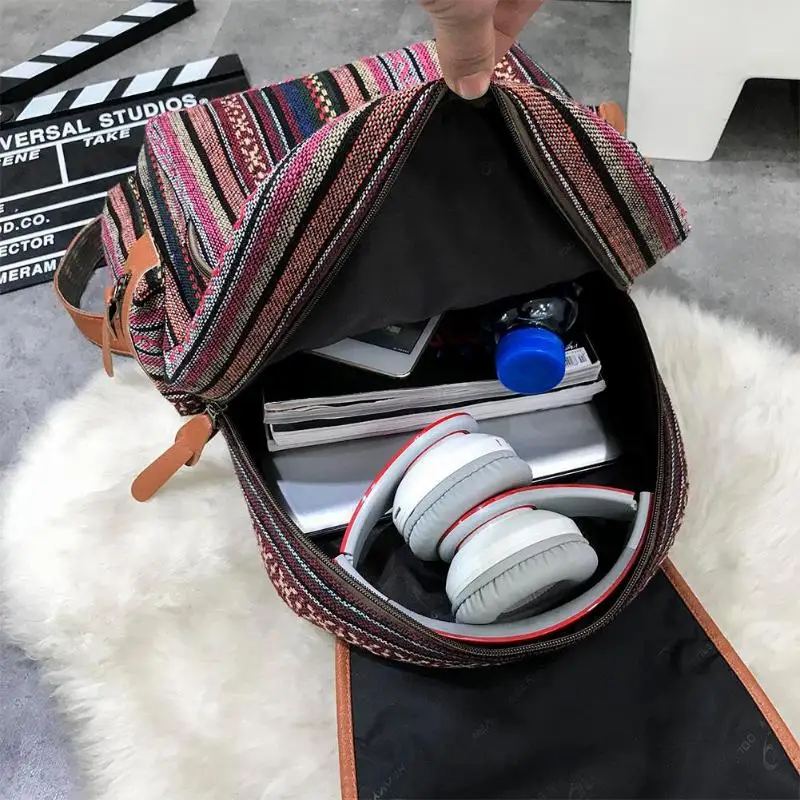 Женский рюкзак в этническом стиле Boho Большой Вместительный холщовый на плечо