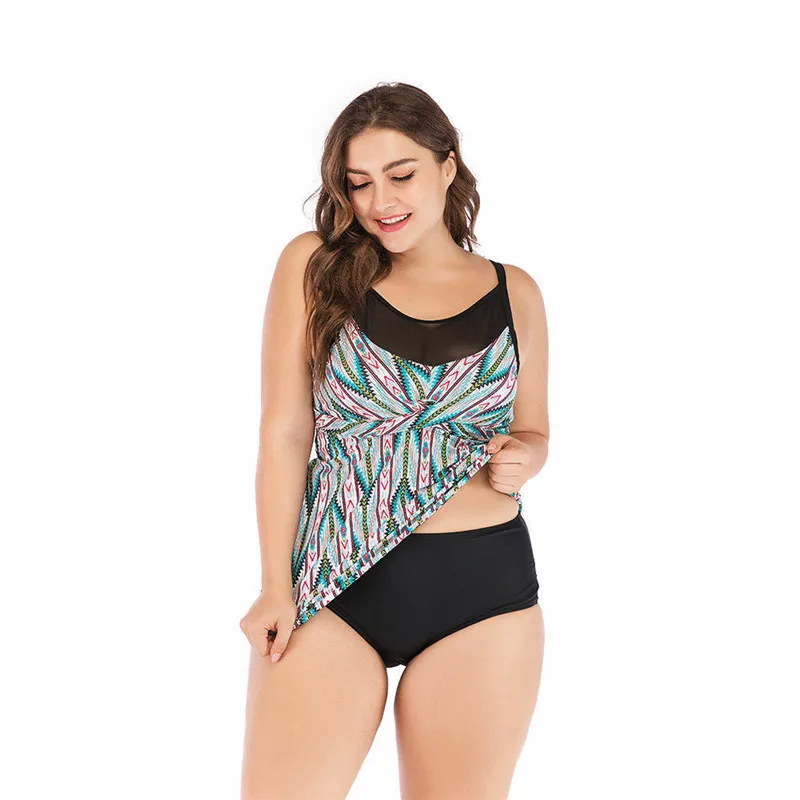 

Plus Size Underwire Push Up Swimsuit Tankini Set Padded Bathingsuit Halter Bahting Suit Beachwear Women Large Big