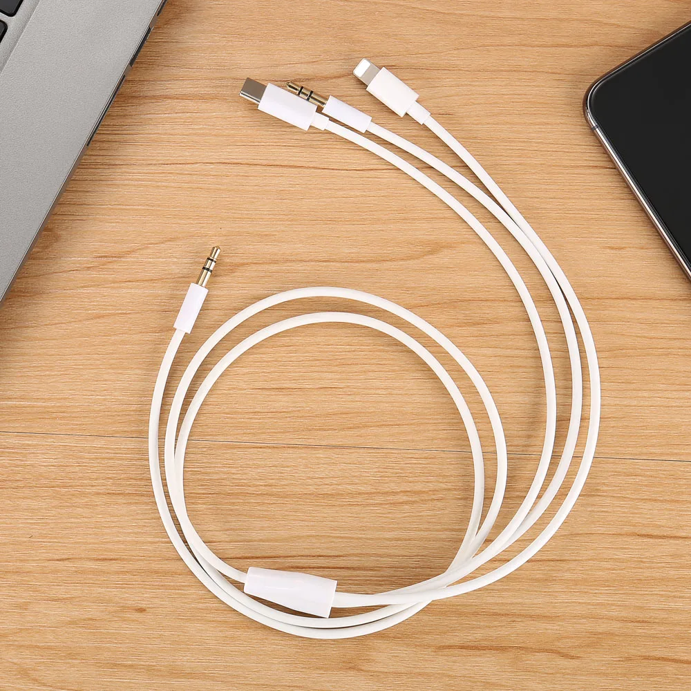 1 м 3 фута USB C/8pin/3 5 мм до AUX Наушники в aux аудио кабель для телефона с 8 контактами и