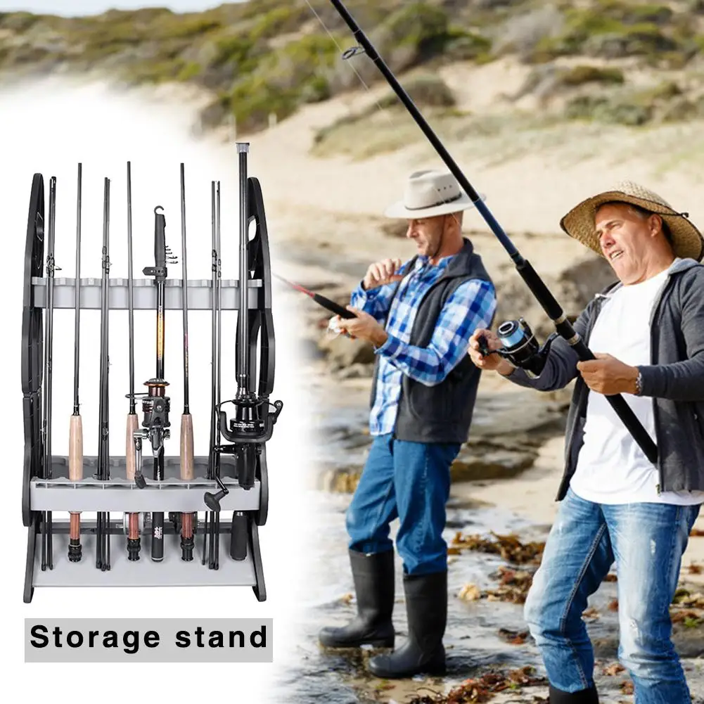 16 Fishing Rods Rack Rest Stand Foldable Fishing Rod Pole Storage Tackle 