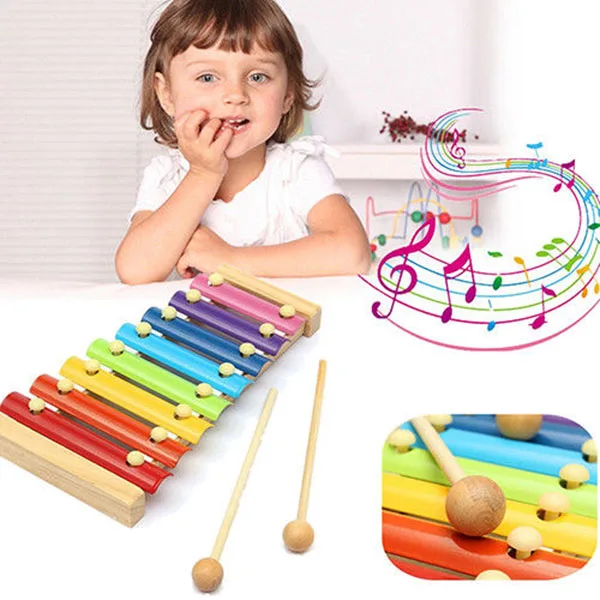 Деревянный 8 тонов многоцветный ксилофон деревянный музыкальный инструмент игрушки для детей YH-17