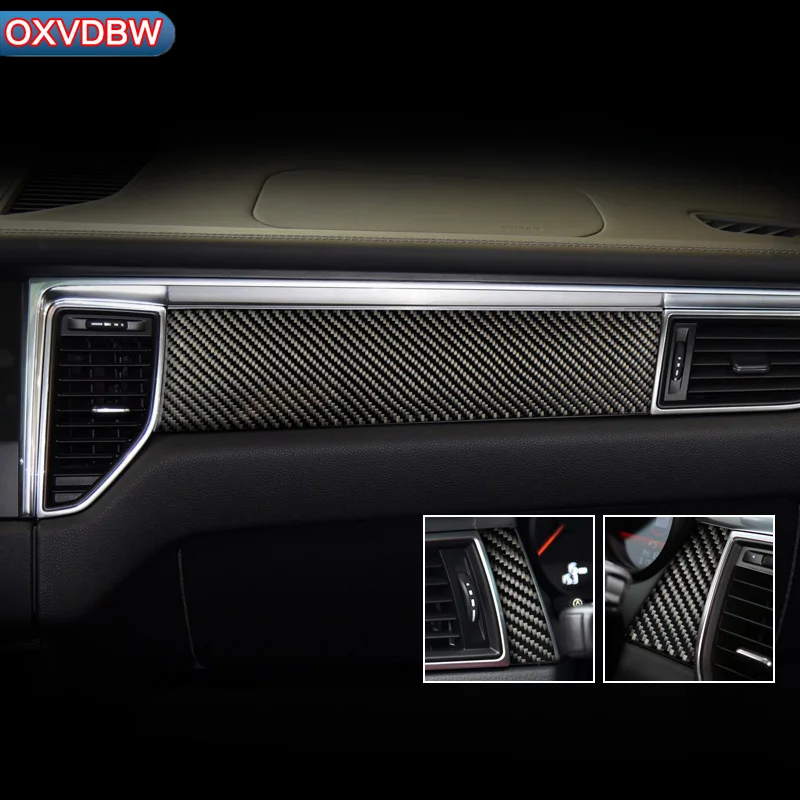 

For porsche macan Accessories Car interior decoration moulding Trim Strips Carbon Fiber Car Central Control Strip decal Sticker