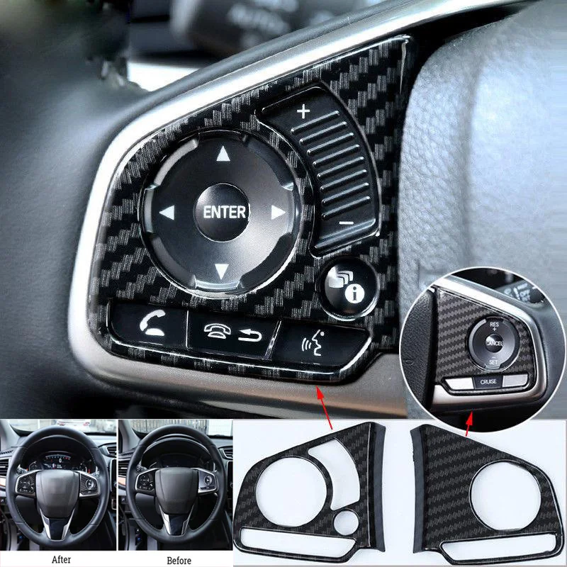 

2Pcs Steering Wheel Switch Button Audio Control Button Sticker Cover Trim For Honda Civic 10th 2016-2018 Car Styling Accessories