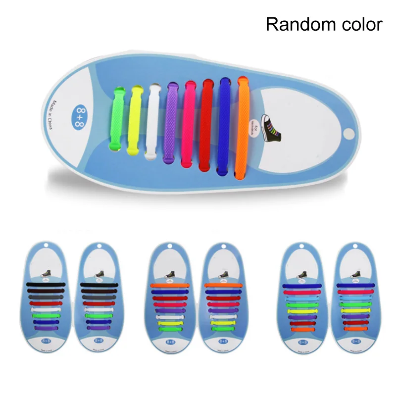 

8 Sizes Novelty Athletic Running Elastic Silicone All Sneakers No Tie Shoelaces Men Women Fit Strap 16 Pcs Lazy Shoe Laces