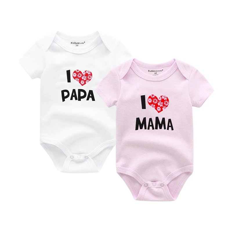 2019 Детские боди I Love Papa Mama 100% хлопковая одежда для маленьких девочек с коротким