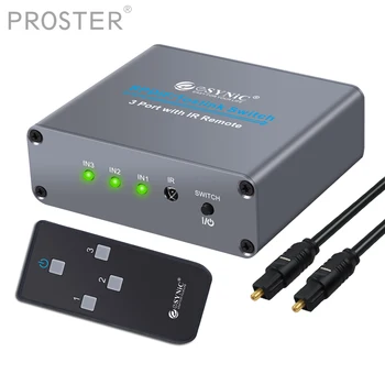 

Proster 3x1 Optical Audio Switch converter SPDIF/TOSLINK Switcher Splitter Adapter IR Remote Controll 3 port Toslink Switcher