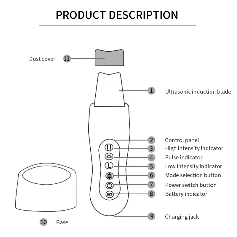 Ultrasonic Face Cleaner Skin Scrubber Ultrasound Vibration Massager Ultrasound Peeling Clean Tone L