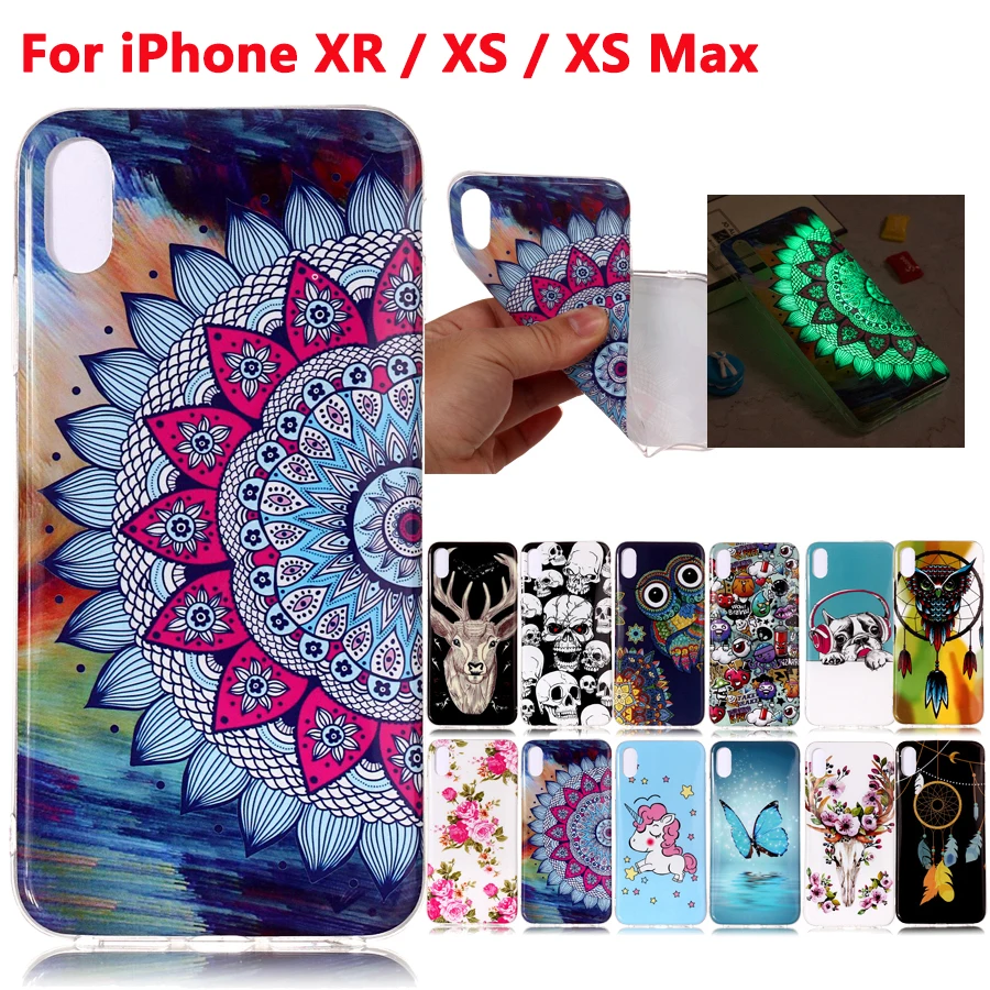 

For IphoneXR XS Max Case Cover Luminous Soft TPU Silicone Phone Back Cover Protective Case For Iphone XSMax XR XS Max Fundas