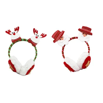 

2pcs Christmas Cartoon Earmuffs Winter Headbands Assorted Headdress Party Costume Accessories