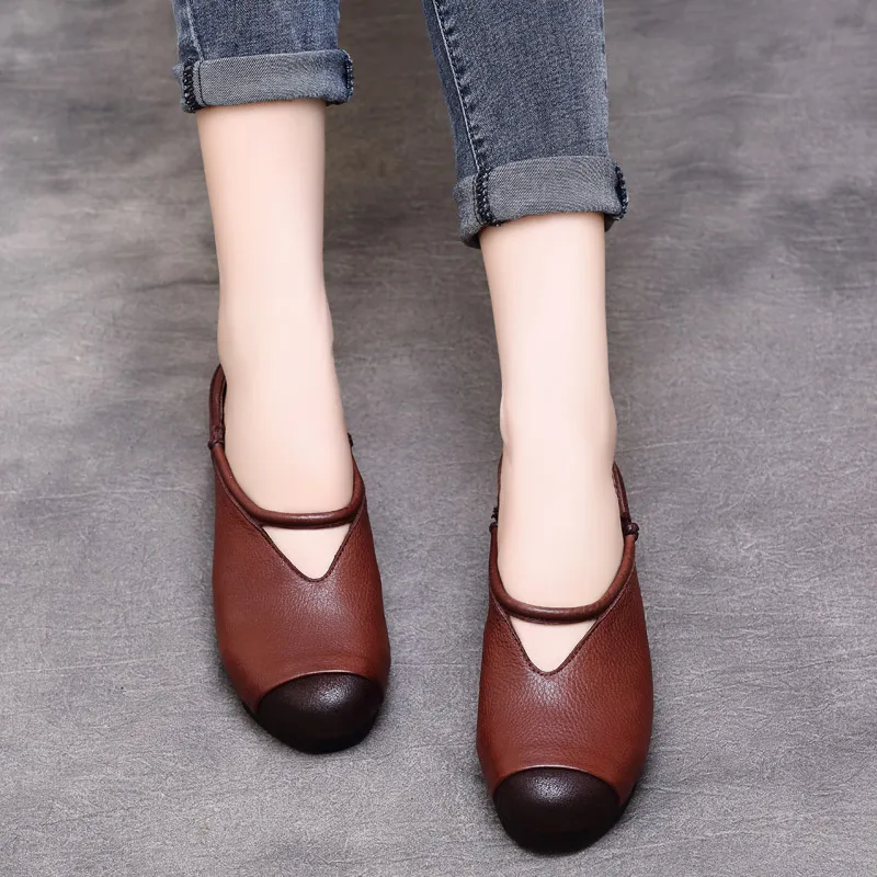Femmes Printemps Paresseux 2019 Dames De chocolat Femme Slipona Noir Ret En Véritable D'été Espadrilles Cuir Chaussures Ballet Mocassins rr7CqO