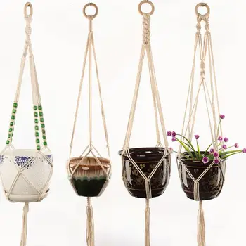 

Creative flowerpot net bag plant green hanging basket hanger cotton and hemp rope hand woven hanging rope