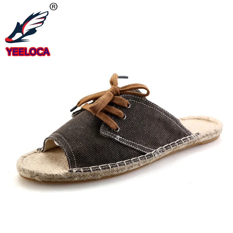 

New Summer Men Flax Flip Flop Canvas Linen Non-Slip Designer Flat Sandals Home Slippers Man Fashion Slides Casual Straw Shoe
