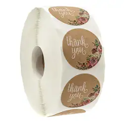 PPYY NEW-Kraft Floral Thank You Stickers-1 дюймов Круглый Этикетки/500 в упаковке