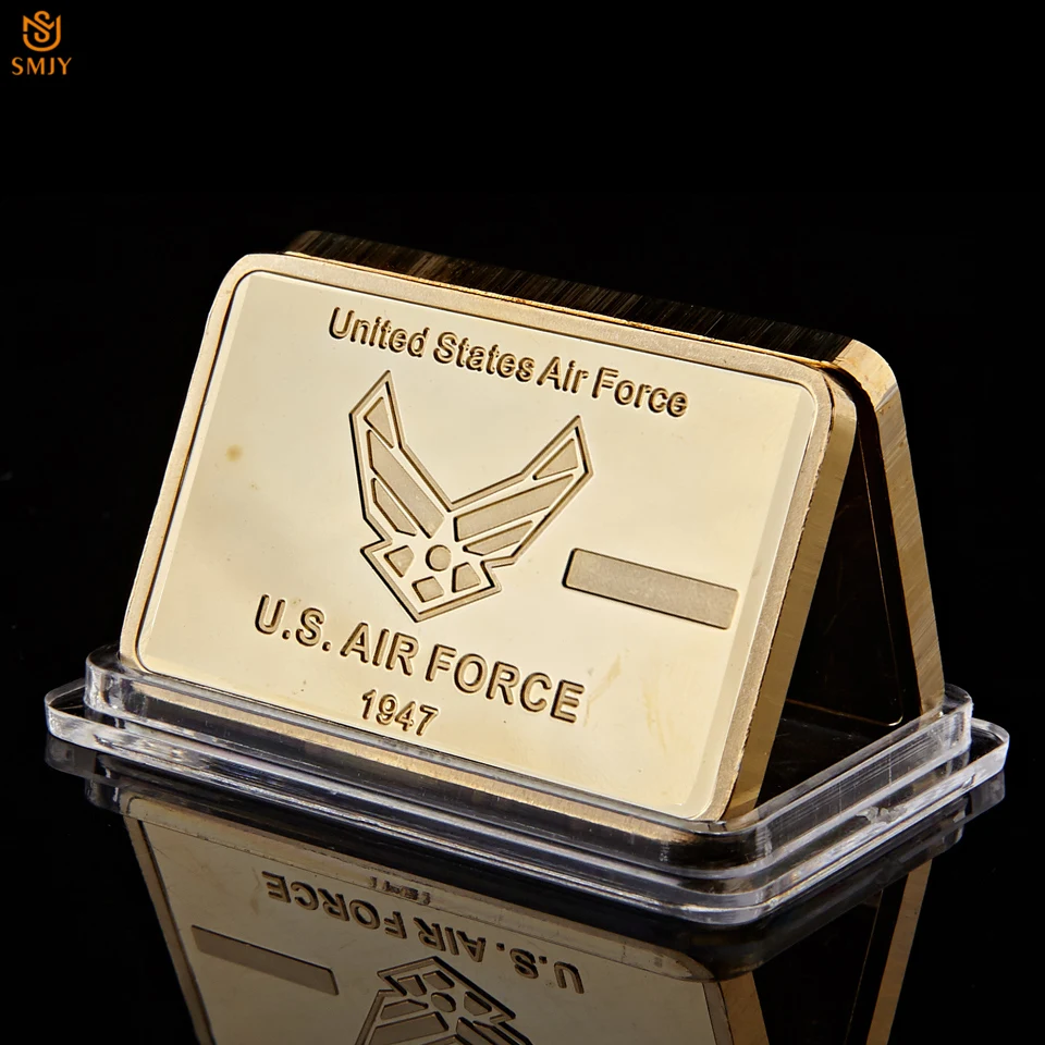 

1974 USA Air Force Weapons F-16 Fighting Falcon Gold Plated Military Challenge Metal Bullion Bar Collection For Gifts
