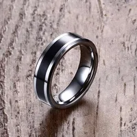 6MM Men's Tungsten Carbide Black Enamel Ring Wedding Band