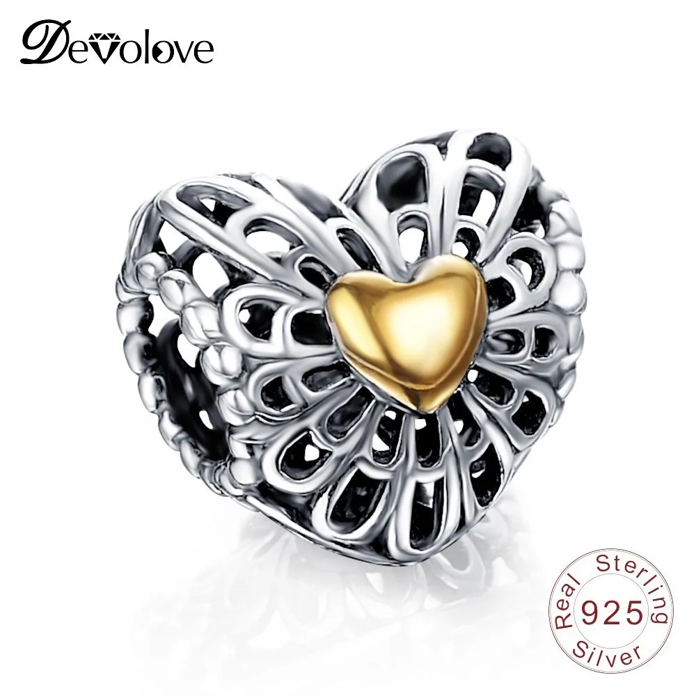 

Devolove Authentic 925 Sterling Heart Charms Beads Fit Original Pandora Bracelet Silver Fashion Jewelry Accessories Dropshipping