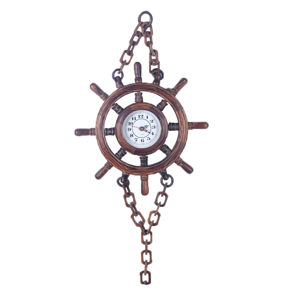 

Vintage Wooden Ship Steering Wheel Shaped Clock Decorative Clock Wall Clock Birthday Gift