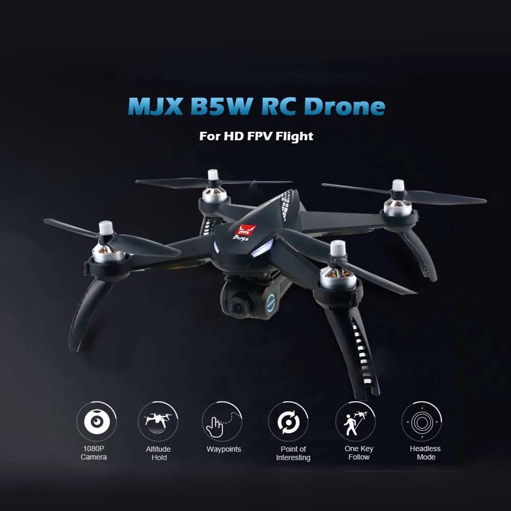 

MJX Bugs 5W ( B5W ) WiFi FPV 1080P Camera RC Drone Waypoints Point of Interest Altitude Hold One Key Follow Drones Helicopters