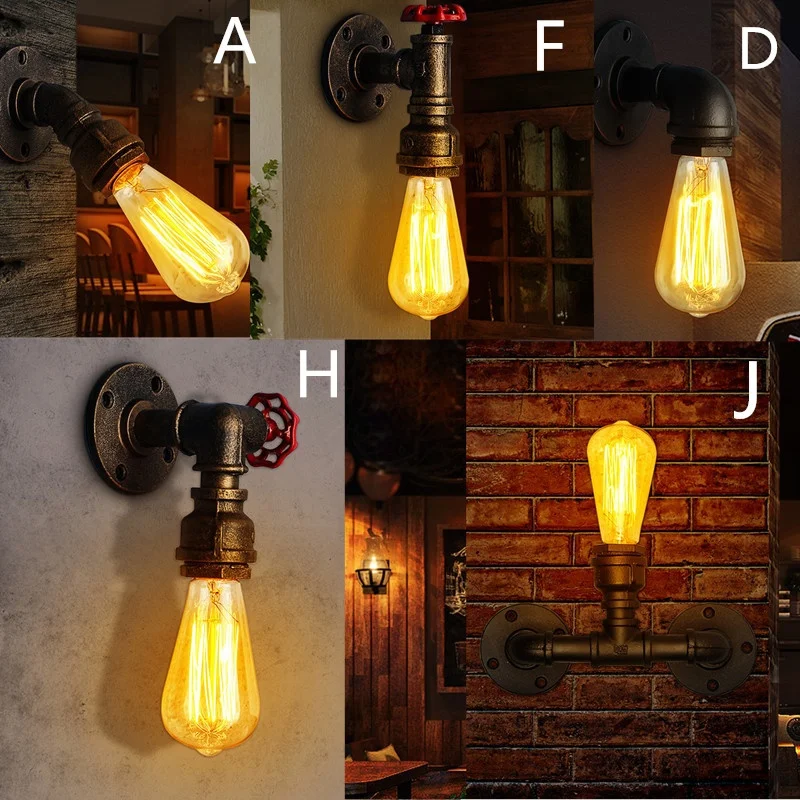 AC110-240V Lamp Base E27 Vintage Antique Industrial Retro Iron Water Pipe Shape Sconce Socket Lamp Base Holder Fixture Fitting AC110-240V Lamp Base E27 Vintage Antique Industrial Retro Iron Water Pipe Shape Sconce Socket Lamp Base Holder Fixture Fitting