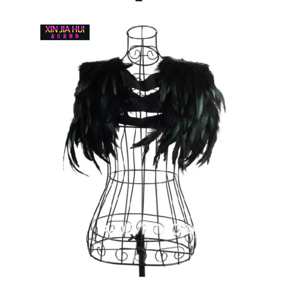 

European Star Ladygaga Stage Dress Foreign Trade DS Show Serve Sir All-match Dance Pure Feather Vest Shawl