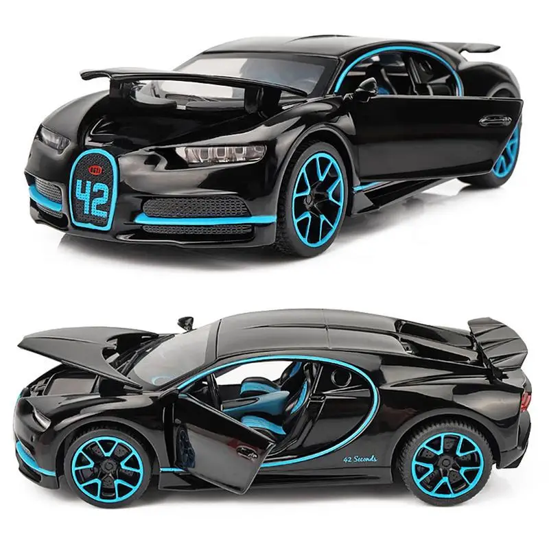 

For 1:32 New Bugatti Alloy Model Sound And Light Pull Back Toy Car With Base Children Birthday Gift