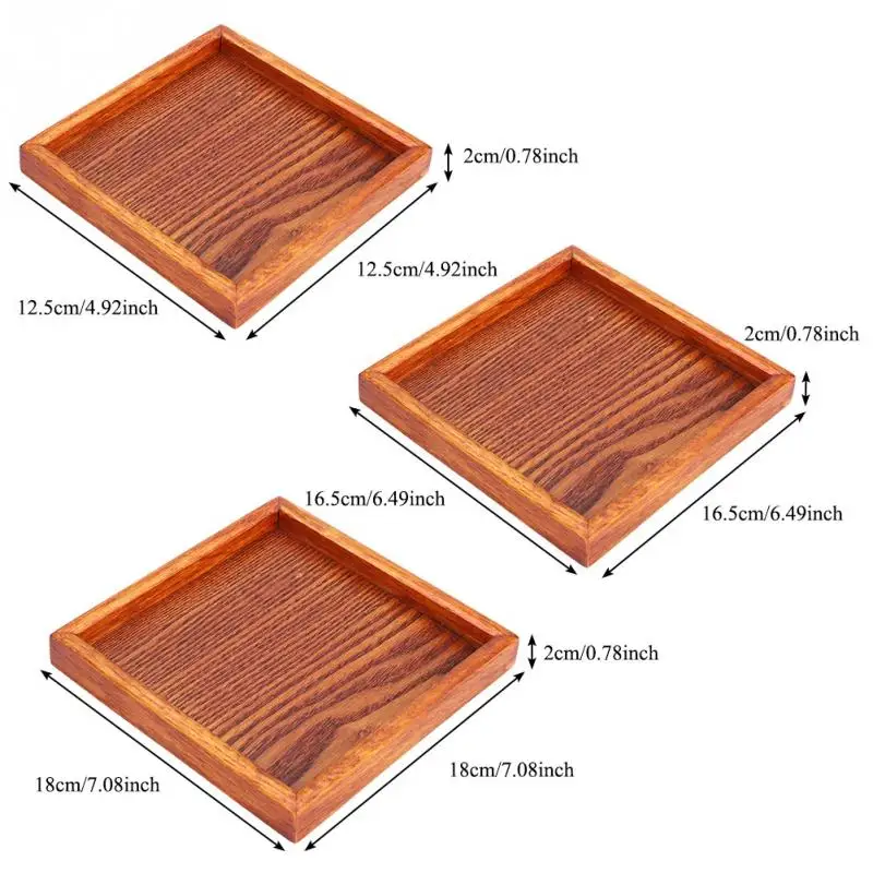 Маленький портативный поднос квадратной формы для чая из цельного дерева чайная закуска для кофе-брейка, кухонный обеденный поднос