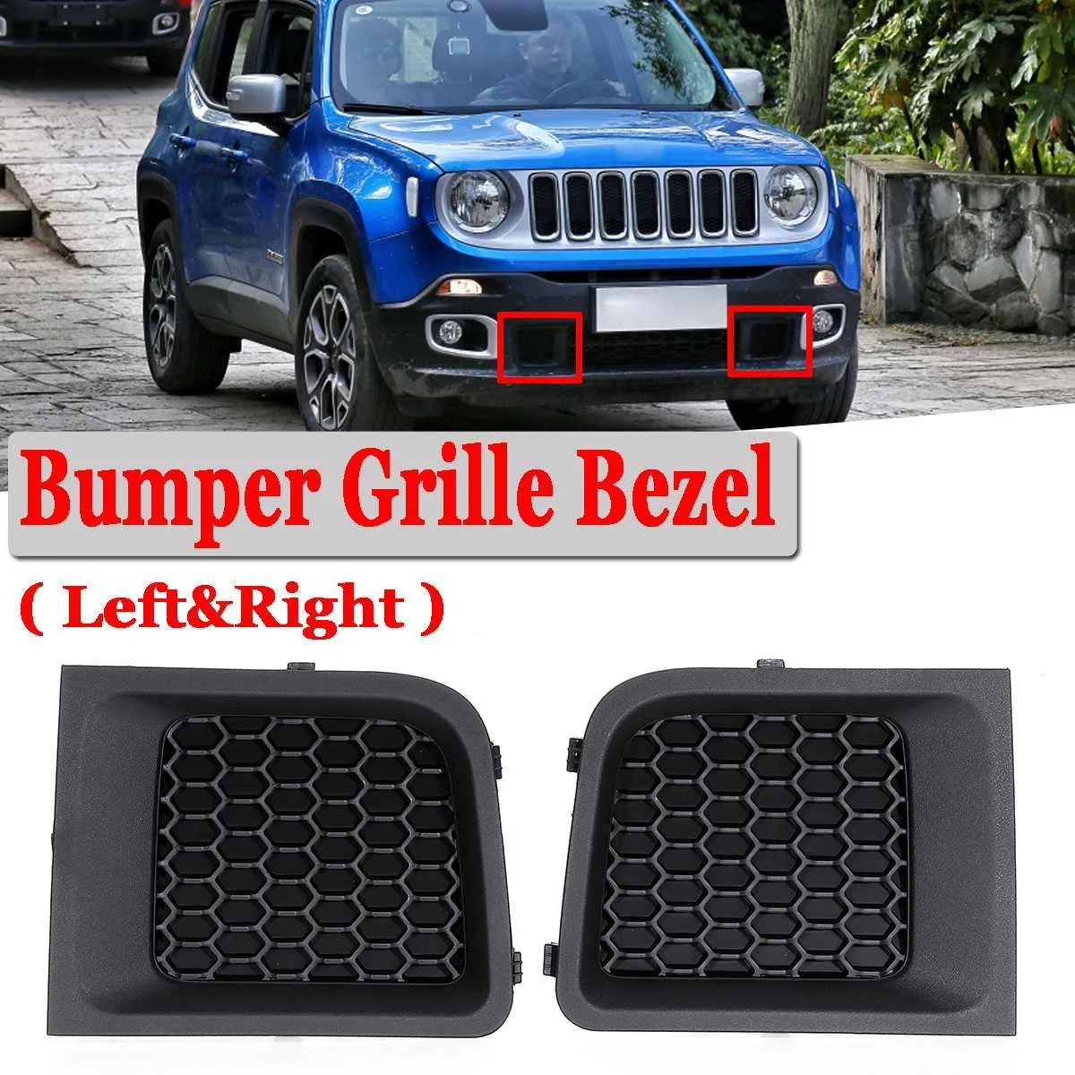 

Left & Right Car Auto Front Lower Bumper Mesh Grille Grill Bezel For Jeep Renegade 2015-2017 Racing Grills 735618580R