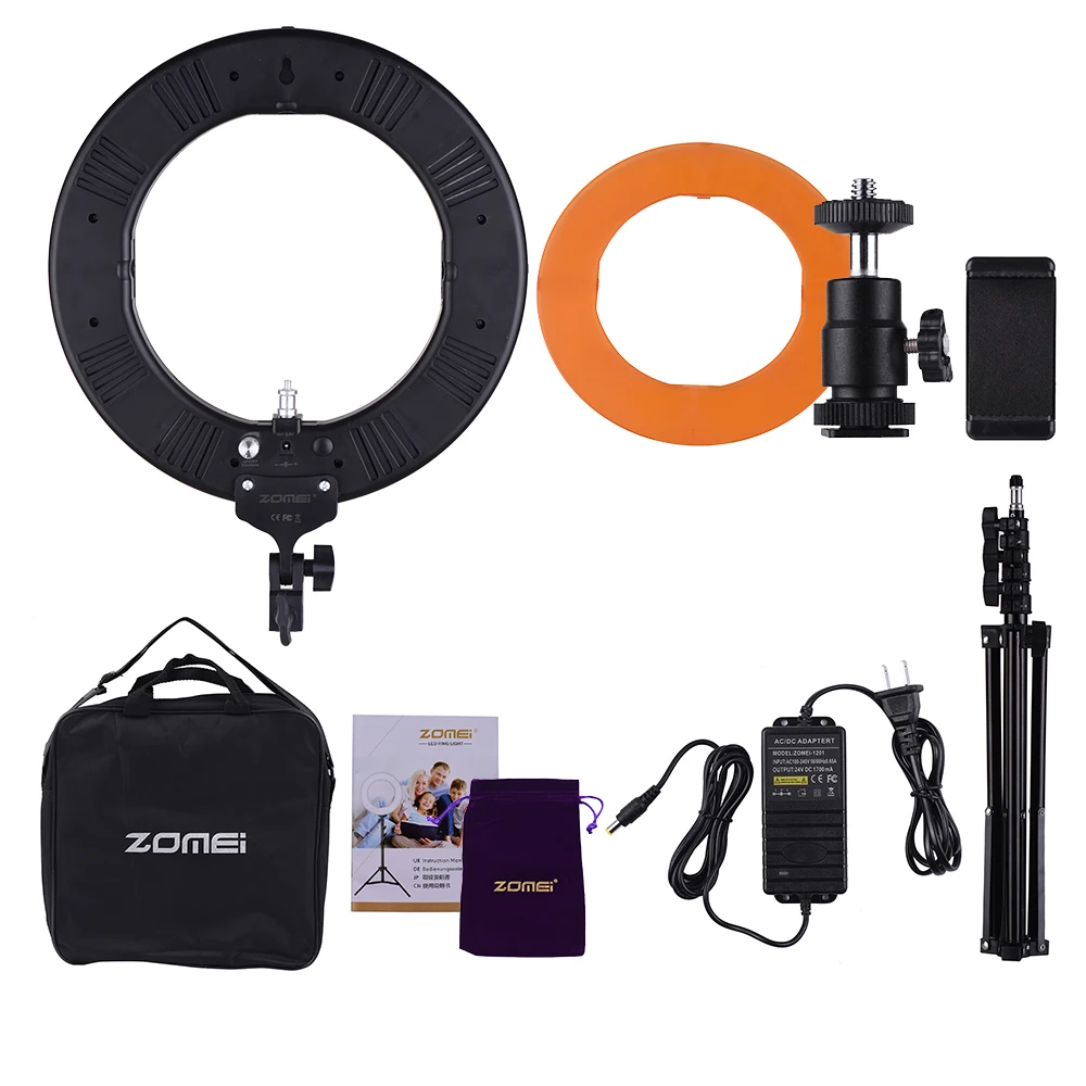 

ZOMEI 14" 168pcs 5500K Mono-color Ring Video Light Kit LED Fill Light CRI 90+ for Wedding Photography Live Show Video Shooting