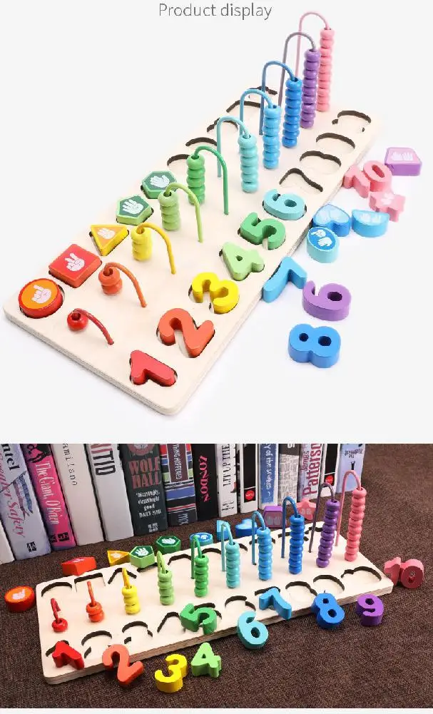 

Kids Multi-functional Wooden Abacus Calculation Frame Number Matching Educational Toy