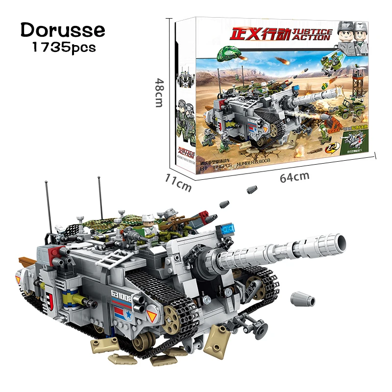 

Compatible legoinglys Army series Germany Military World War 2 Jagdtiger Tank Legion model 1735pcs building blocks toys for kids