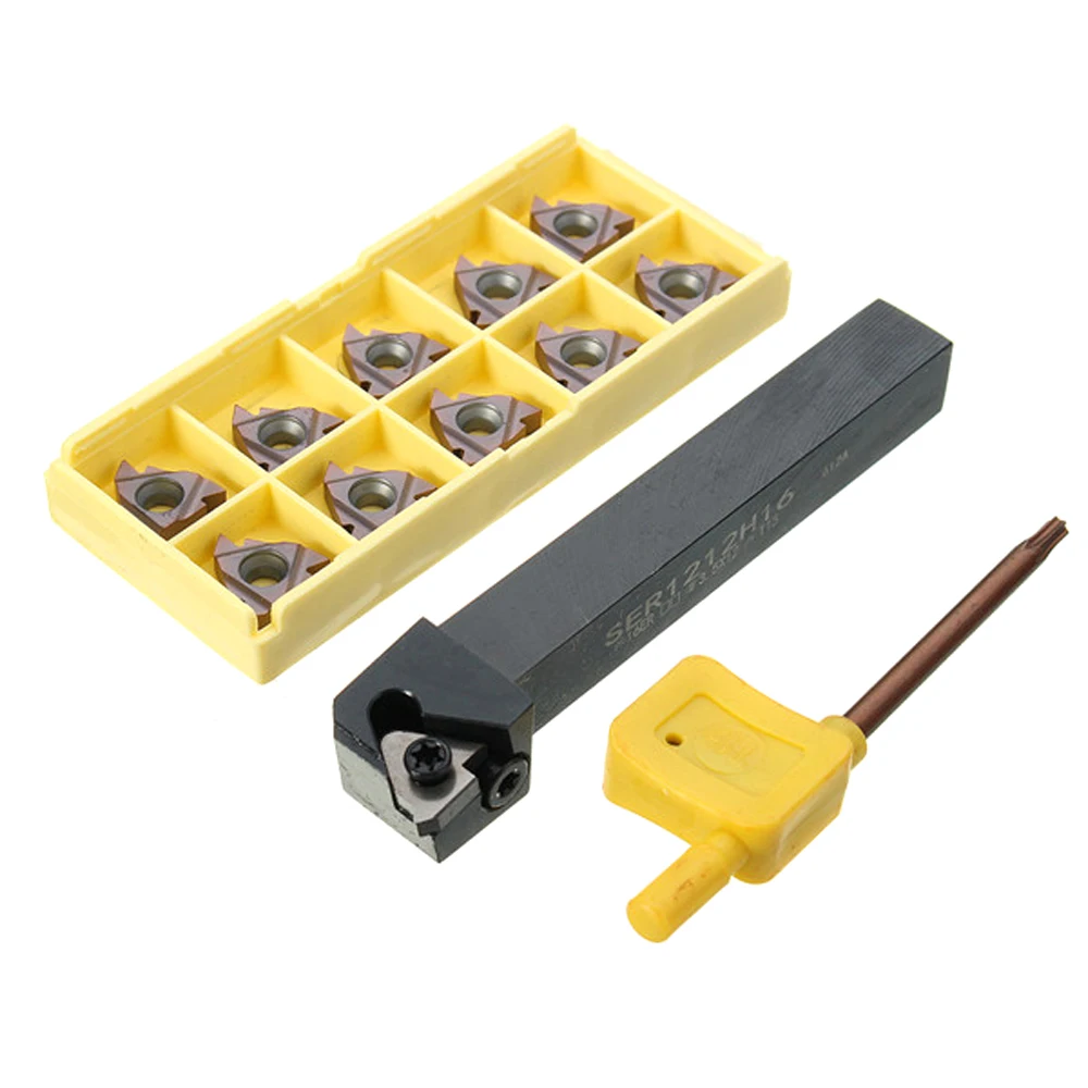 

CNC Lathe Turning Tool Holder Boring Bar SER1212H16 Lathe Turning Tool Holder + 10Pcs VP15TF 16ER AG60 Inserts + T15 Wrench